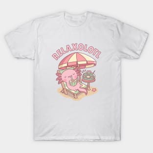 Cute Axolotl Relax A Lot Pun Funny T-Shirt